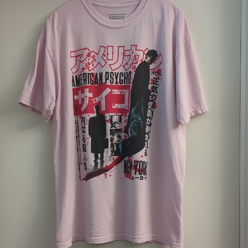 Rucking Fotten American Psycho Graphic T-Shirt - Pink Variant